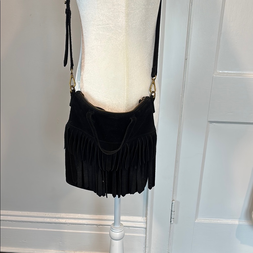 Black Fringe Crossbody Bag